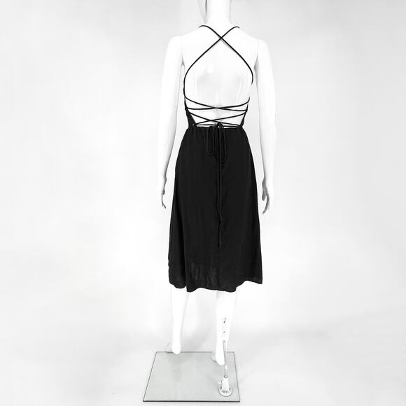 Reformation Pepper Linen Midi Dress Women’s Size 2 Black Backless Made in USA - Picture 5 of 6